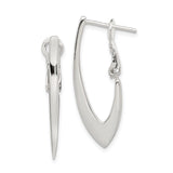 Sterling Silver Hoop Earrings, V Shape Polished Hoops with Latch Back, Minimalist Style for Women