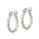 Sterling Silver Hoop Earrings with Rope Twist Design and Latch Back Closure