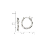 Sterling Silver Hoop Earrings with Rope Twist Design and Latch Back Closure