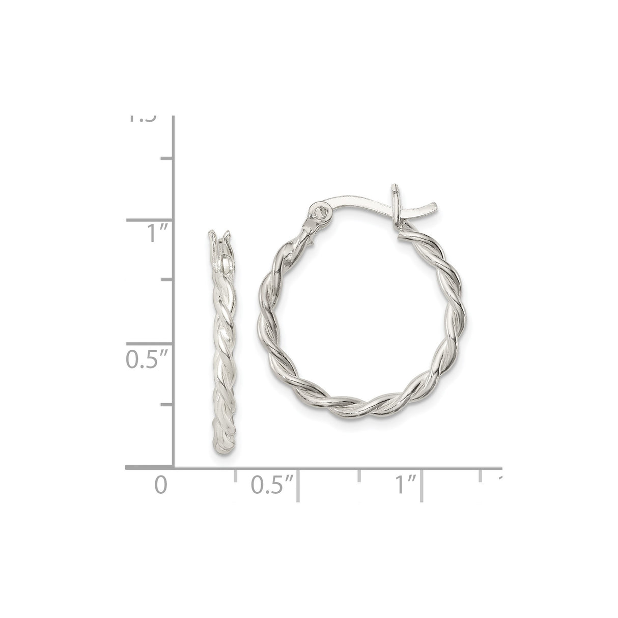 Sterling Silver Hoop Earrings with Twisted Braided Rope Design, Lightweight Polished Finish
