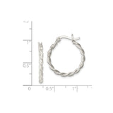 Sterling Silver Hoop Earrings with Twisted Braided Rope Design, Lightweight Polished Finish