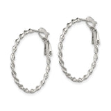 Sterling Silver Hoop Earrings with Twisted Rope Design and High Polish Finish for Women