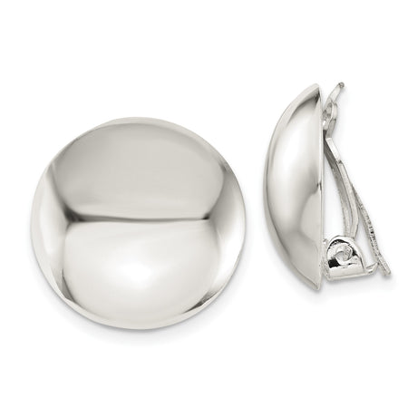 Sterling Silver Clip-On Earrings for Women, High Polish Rounded Dome Design, Non-Pierced Ear Clips with Smooth Mirror Finish, Bold Minimalist Silver Jewelry for Everyday and Formal Wear