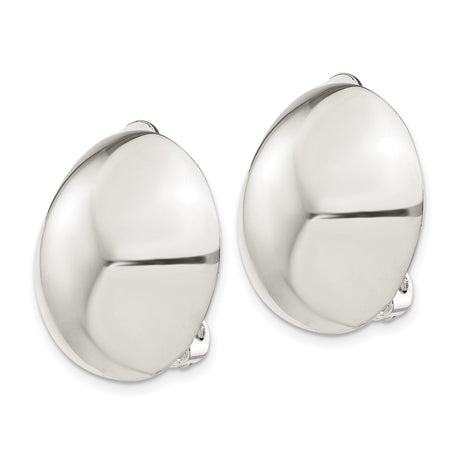 Sterling Silver Clip On Earrings Domed Round Button Shine
