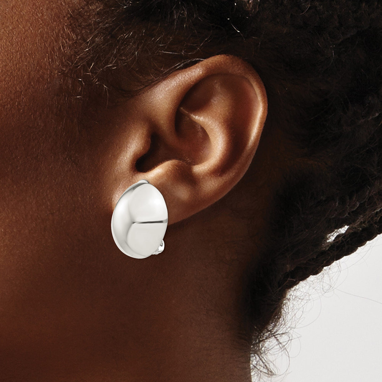 Sterling Silver Clip On Earrings Domed Round Button Shine