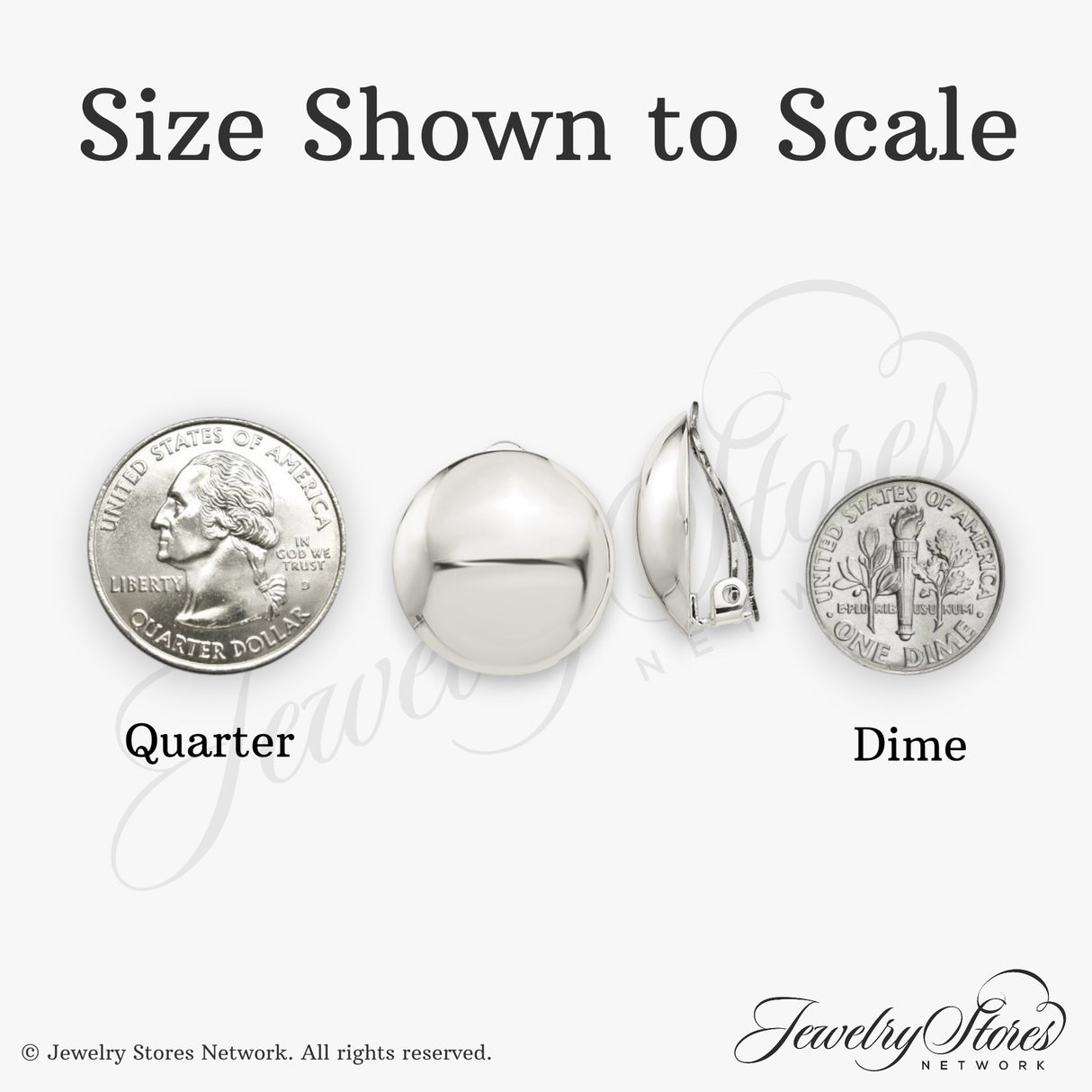 Sterling Silver Clip-On Earrings, Domed Round Button Design, Polished Finish, Non-Pierced Style