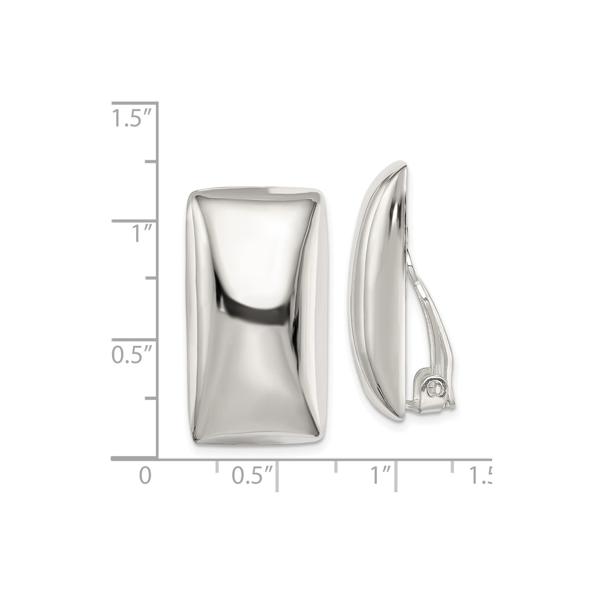 Sterling Silver Clip On Rectangle Earrings Minimalist