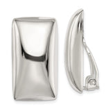 Sterling Silver Clip-On Earrings for Women with High Polish Finish, Rectangular Shape, Modern Minimalist Design, Non-Pierced, Sleek Contemporary Style, Polished Geometric Formal Ear Jewelry