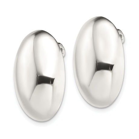 Sterling Silver Clip On Earrings Oval Button Style Polished