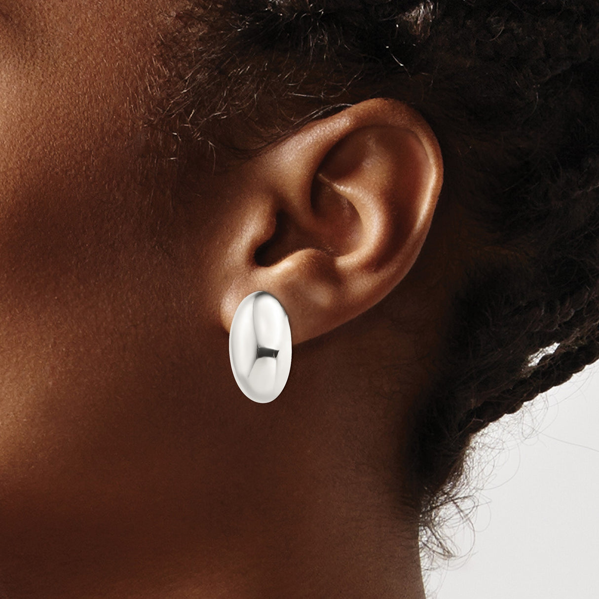 Sterling Silver Clip On Earrings Oval Button Style Polished