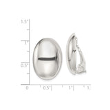Sterling Silver Clip On Earrings Oval Button Style Polished