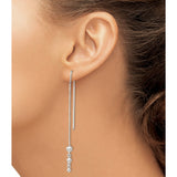 Sterling Silver Threader Earrings with Polished Bead Accents, Delicate Drop Chain Design