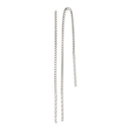 Sterling Silver Threader Earrings with Box Chain and Twisted Ends, Minimalist Drop Style
