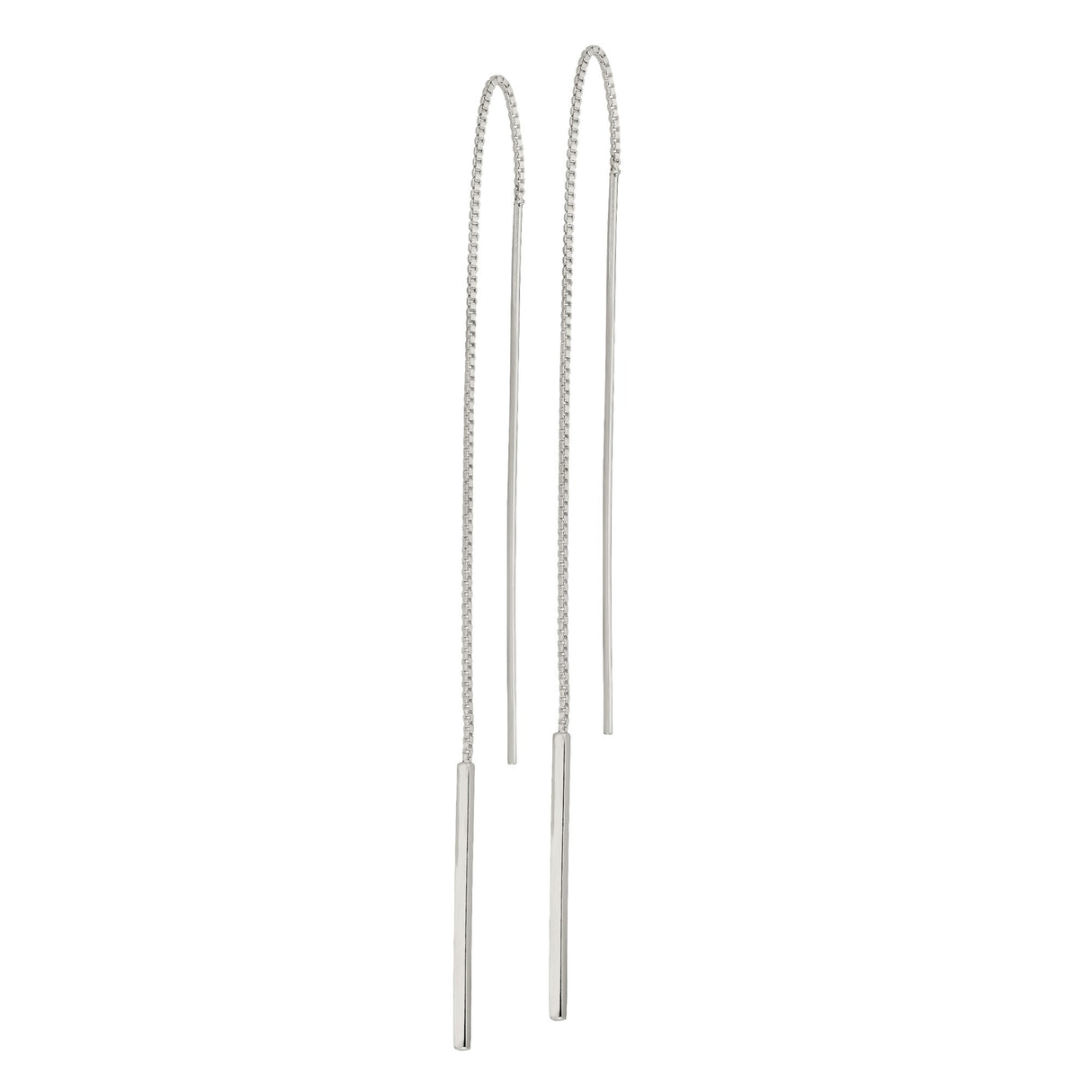 Sterling Silver Threader Earrings, Minimalist Vertical Bar Drop Design for Women