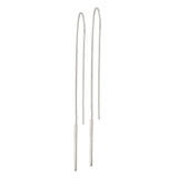 Sterling Silver Threader Earrings, Minimalist Vertical Bar Drop Design for Women