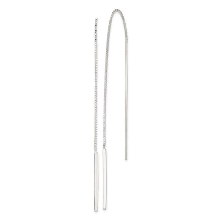 Sterling Silver Threader Earrings, Minimalist Vertical Bar Drop Design for Women