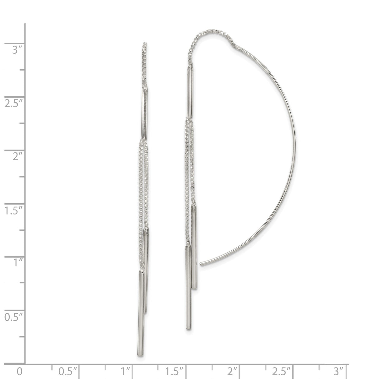 Sterling Silver Threader Earrings with Linear Bar Design and Long Chain Dangle Style