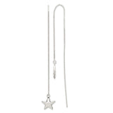 Sterling Silver Threader Earrings with Star Charm, Celestial Minimalist Dangle Design for Women