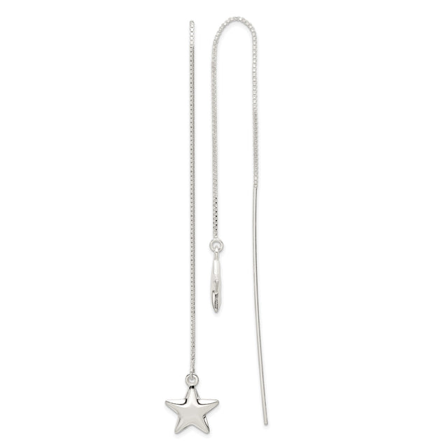 Sterling Silver Threader Earrings with Star Charm, Celestial Minimalist Dangle Design for Women