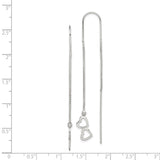Sterling Silver Threader Earrings with Double Open Heart Charms, Minimalist Dangle Design