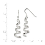 Sterling Silver Dangle Earrings with Twisted Ribbon and Spiral Drop Design for Women