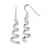 Sterling Silver Dangle Earrings with Twisted Ribbon and Spiral Drop Design for Women