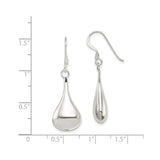 Sterling Silver Teardrop Dangle Earrings, Sleek Minimalist Design for Women