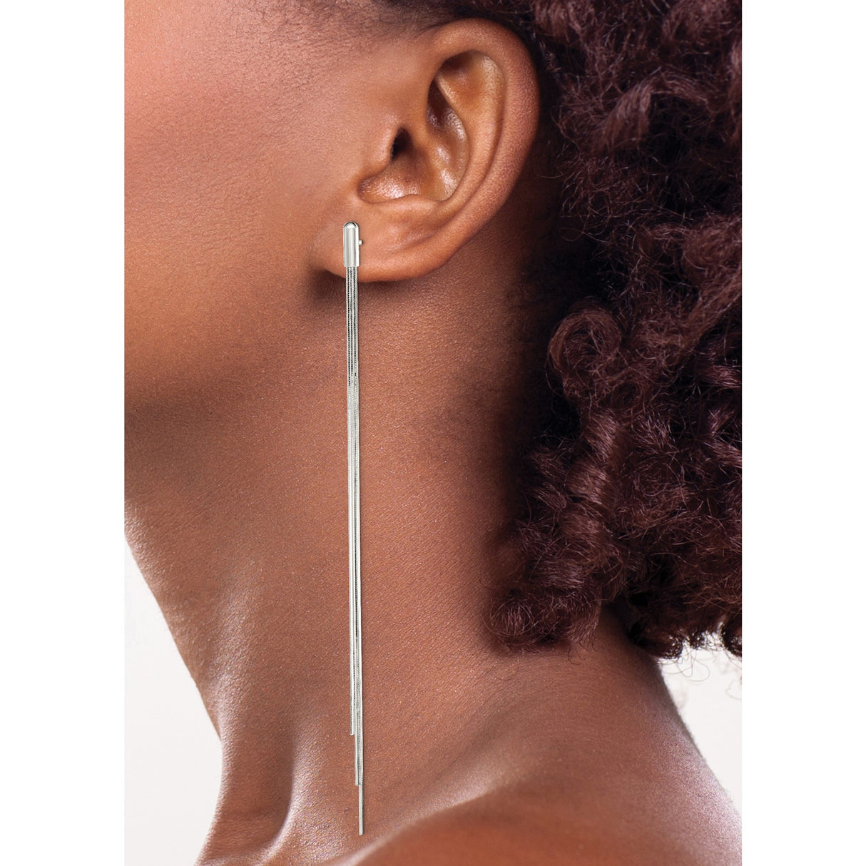Sterling Silver Threader Earrings, Minimalist Bar Drop, Modern Long Dangle Style