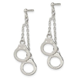 Sterling Silver Dangle Earrings with Mini Handcuff Charms, Punk Chain Drop Style for Women