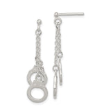 Sterling Silver Dangle Earrings with Mini Handcuff Charms, Punk Chain Drop Style for Women
