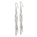 Sterling Silver Dangle Earrings with Twisted Fringe Strands and Layered Textured Finish
