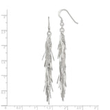 Sterling Silver Dangle Earrings with Twisted Fringe Strands and Layered Textured Finish