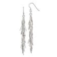 Sterling Silver Dangle Earrings with Twisted Fringe Strands and Layered Textured Finish