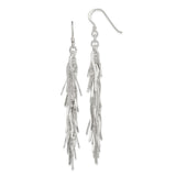 Sterling Silver Dangle Earrings with Twisted Fringe Strands and Layered Textured Finish