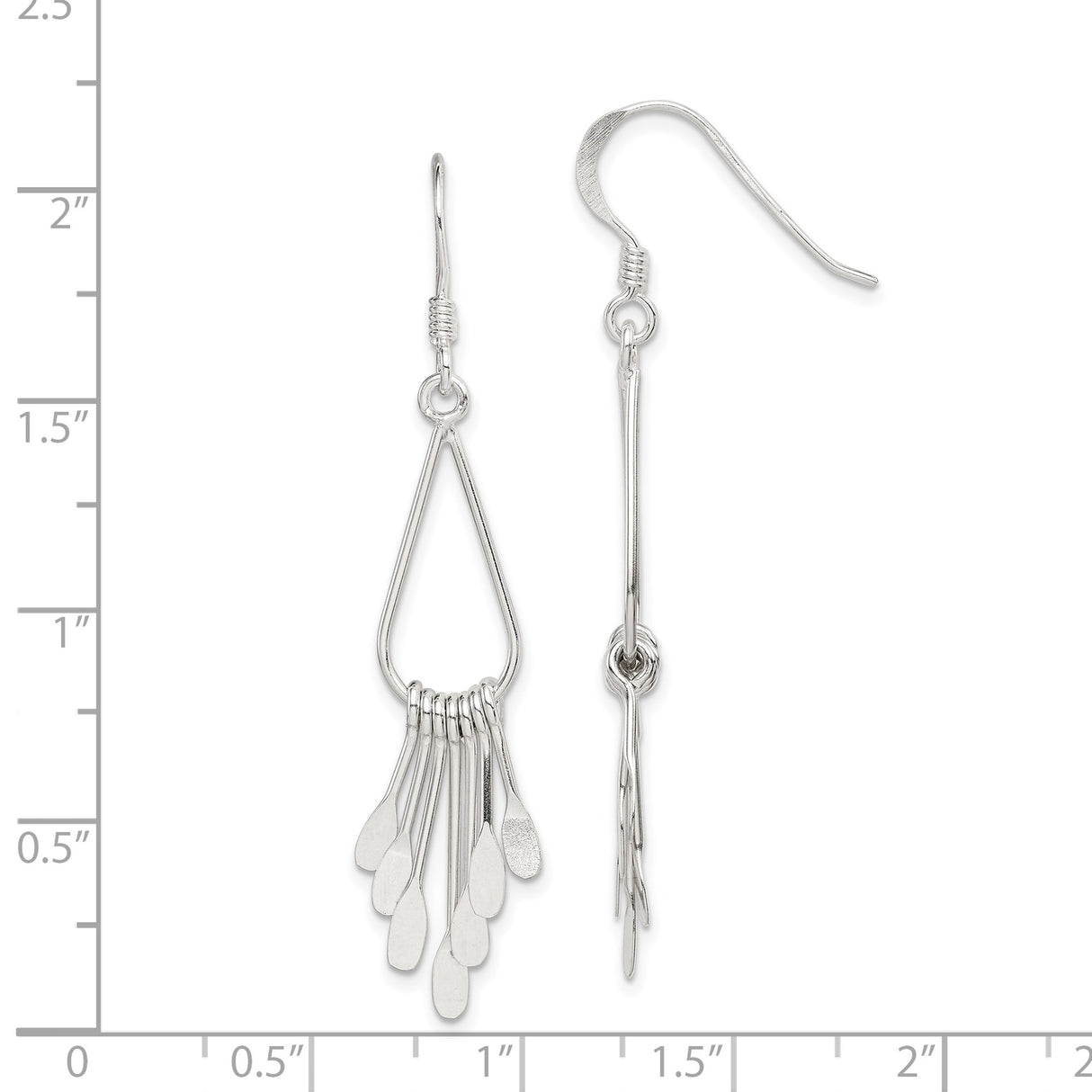 Sterling Silver Dangle Earrings with Teardrop Wire Frame and Paddle Charms, Boho Minimalist Design