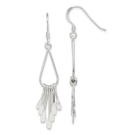 Sterling Silver Dangle Earrings with Teardrop Wire Frame and Paddle Charms, Boho Minimalist Design