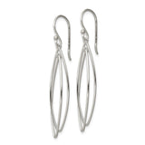 Sterling Silver Dangle Earrings, Double Marquise Hoop Design, Lightweight Minimalist Drop Style