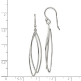 Sterling Silver Dangle Earrings, Double Marquise Hoop Design, Lightweight Minimalist Drop Style