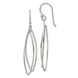 Sterling Silver Dangle Earrings, Double Marquise Hoop Design, Lightweight Minimalist Drop Style
