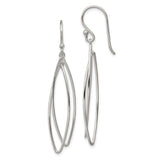 Sterling Silver Dangle Earrings, Double Marquise Hoop Design, Lightweight Minimalist Drop Style