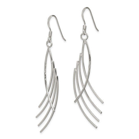 Sterling Silver Dangle Earrings with Curved Wire Design, Lightweight Modern Style for Women