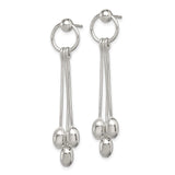 Sterling Silver Dangle Drop Earrings with Polished Oval Beads, Modern Minimalist Threader Style