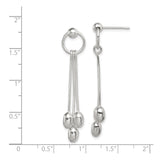 Sterling Silver Dangle Drop Earrings with Polished Oval Beads, Modern Minimalist Threader Style