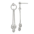 Sterling Silver Dangle Drop Earrings with Polished Oval Beads, Modern Minimalist Threader Style
