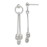 Sterling Silver Dangle Drop Earrings with Polished Oval Beads, Modern Minimalist Threader Style