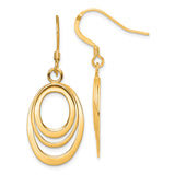 Sterling Silver Dangle Earrings with Triple Open Oval Drops, Modern Gold Tone Design for Women