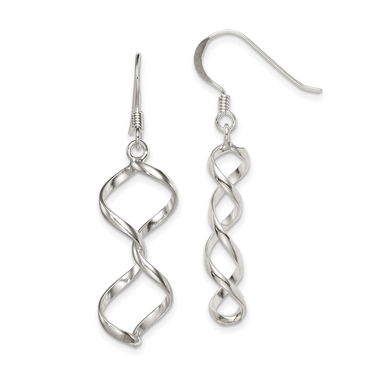 Sterling Silver Spiral Drop Earrings with Open Twist Design for Women