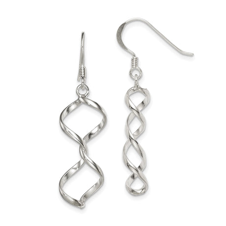 Sterling Silver Spiral Drop Earrings with Open Twist Design for Women