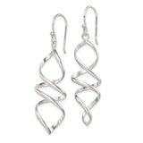 Sterling Silver Dangle Earrings with Spiral Twist Design, Lightweight Modern Drop Style