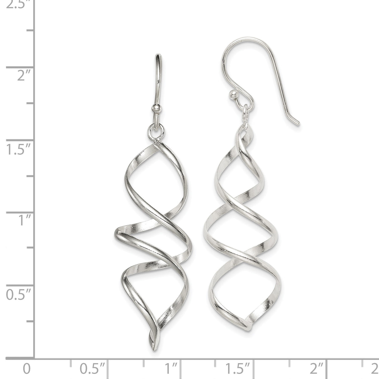 Sterling Silver Dangle Earrings with Spiral Twist Design, Lightweight Modern Drop Style